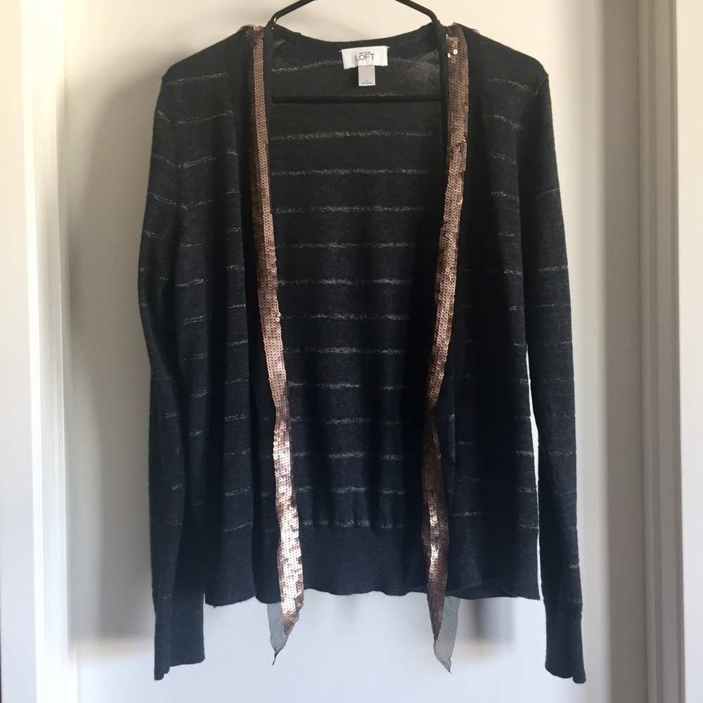 NWOT Ann Taylor striped cardigan w bronze …